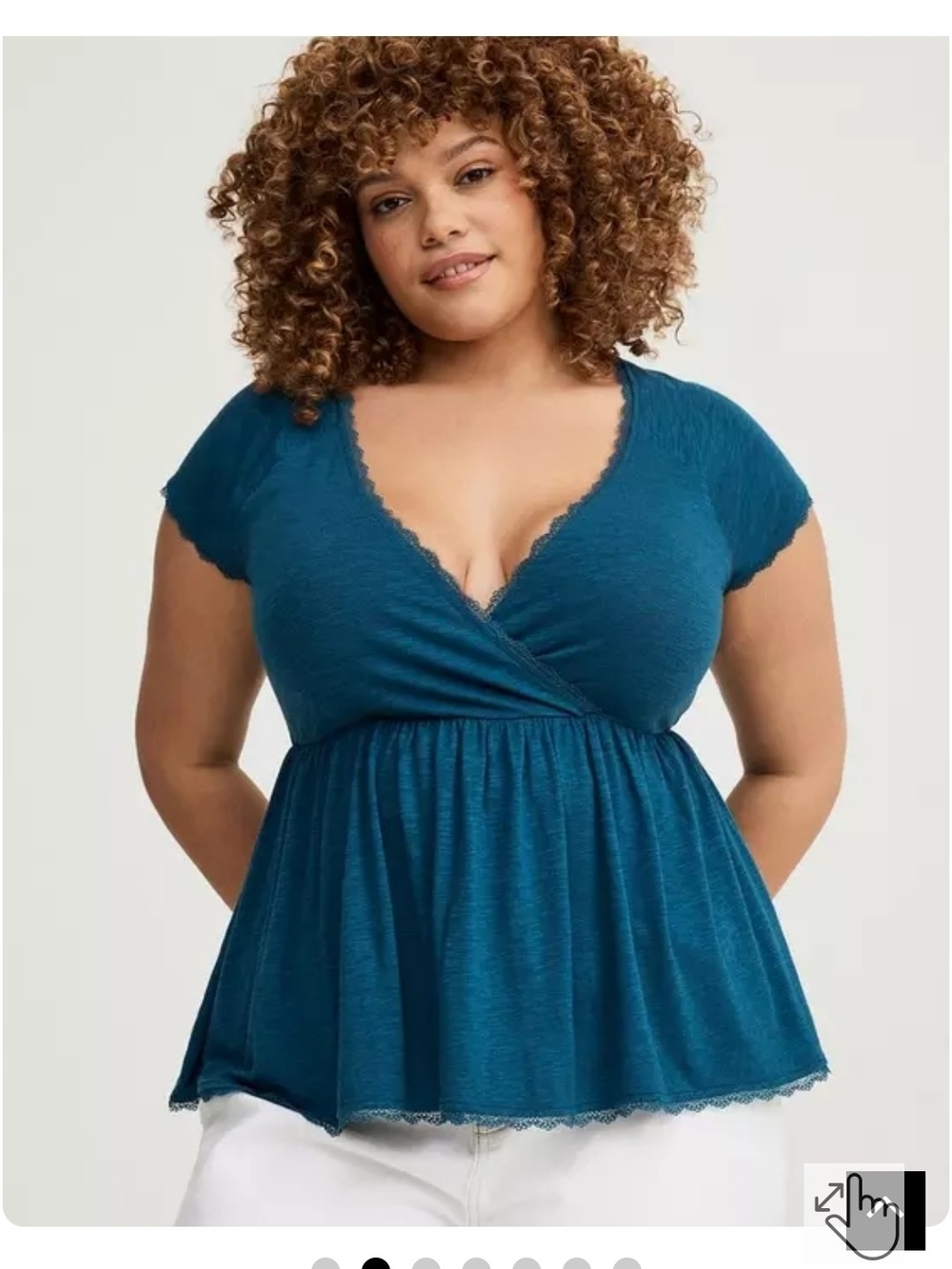 Torrid Surplice Babydoll Top Teal Blue